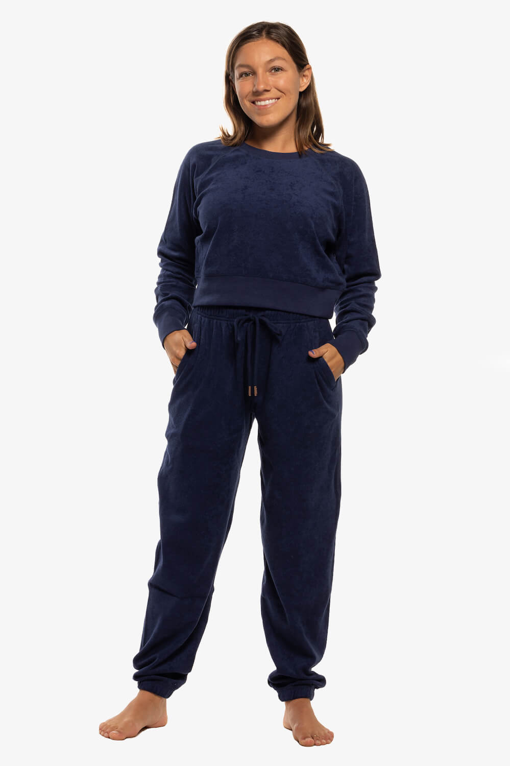 Evie Terry Cloth Sweatpant - Navy