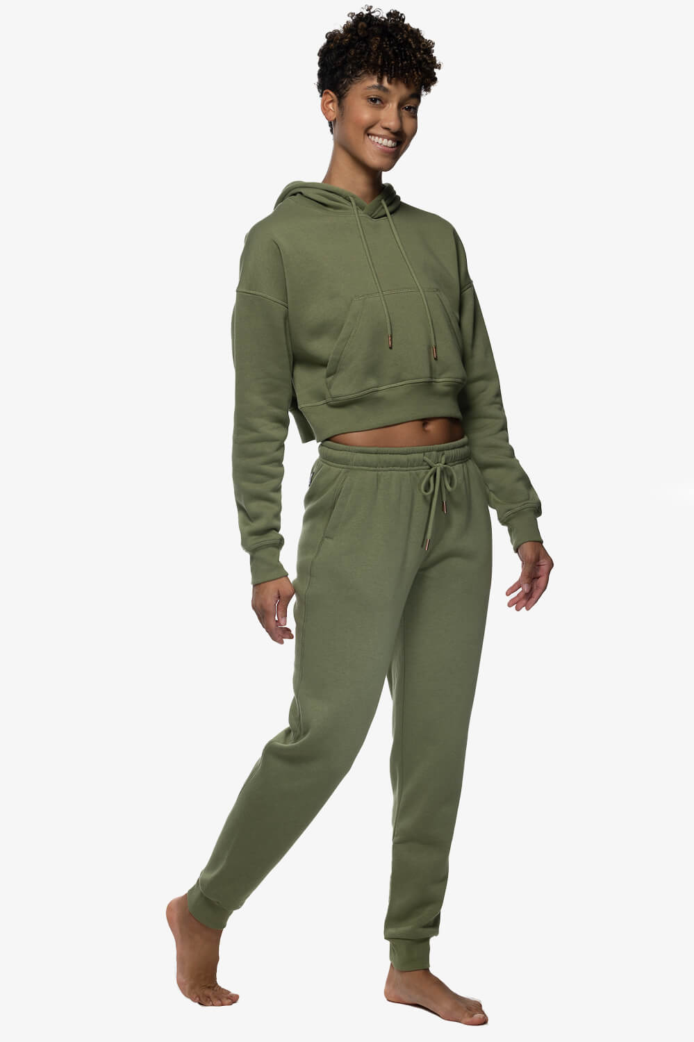 Juliet Fleece Cuffed Sweatpants - Moss