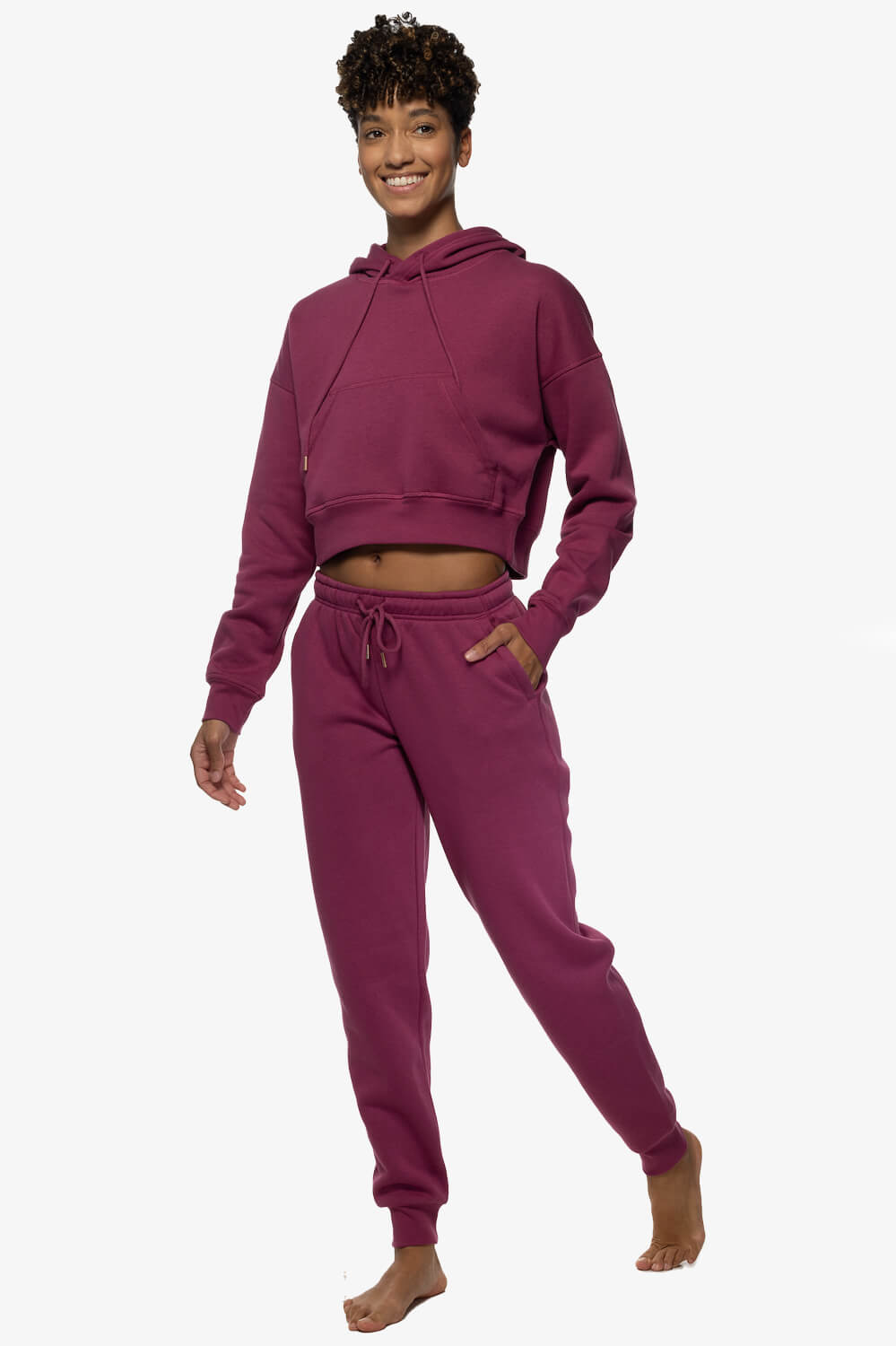 Juliet Fleece Cuffed Sweatpants - Plum