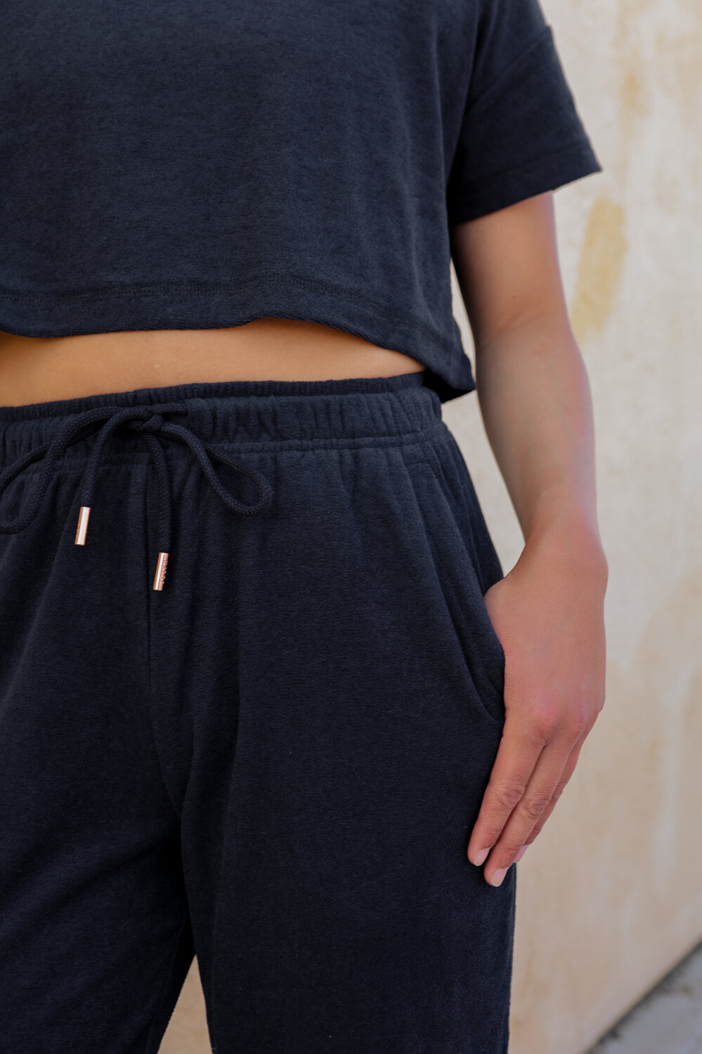 Kayla Straight Leg Terry Sweatpant - Black