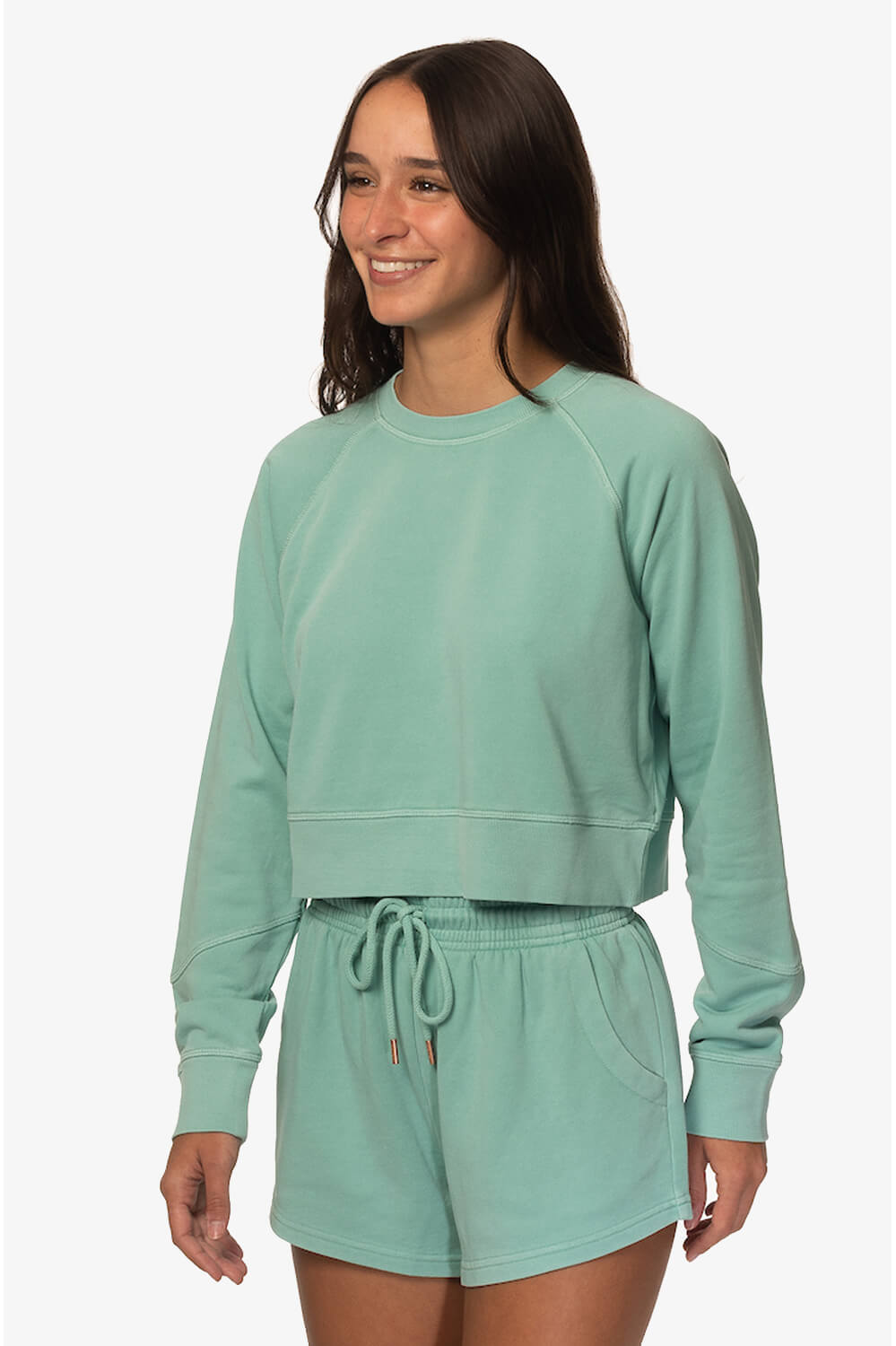 Brynn Cropped French Terry Crewneck - Newport