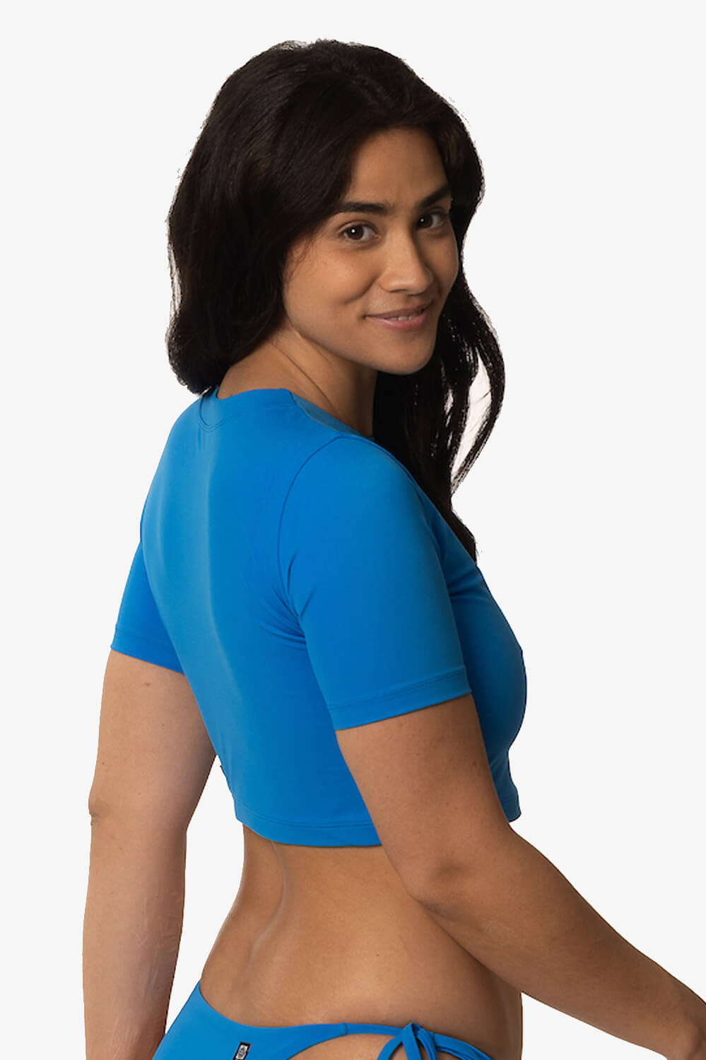 Aurora Short Sleeved Crop Rashie - Sapphire