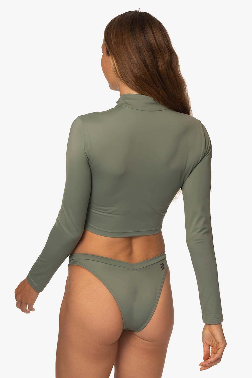 Tofino Long Sleeved Crop 1/4 Zip-up Rashie - Eucalyptus
