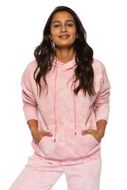 Dawn Fleece Hoodie Sweatshirt - Pink Tie Dye