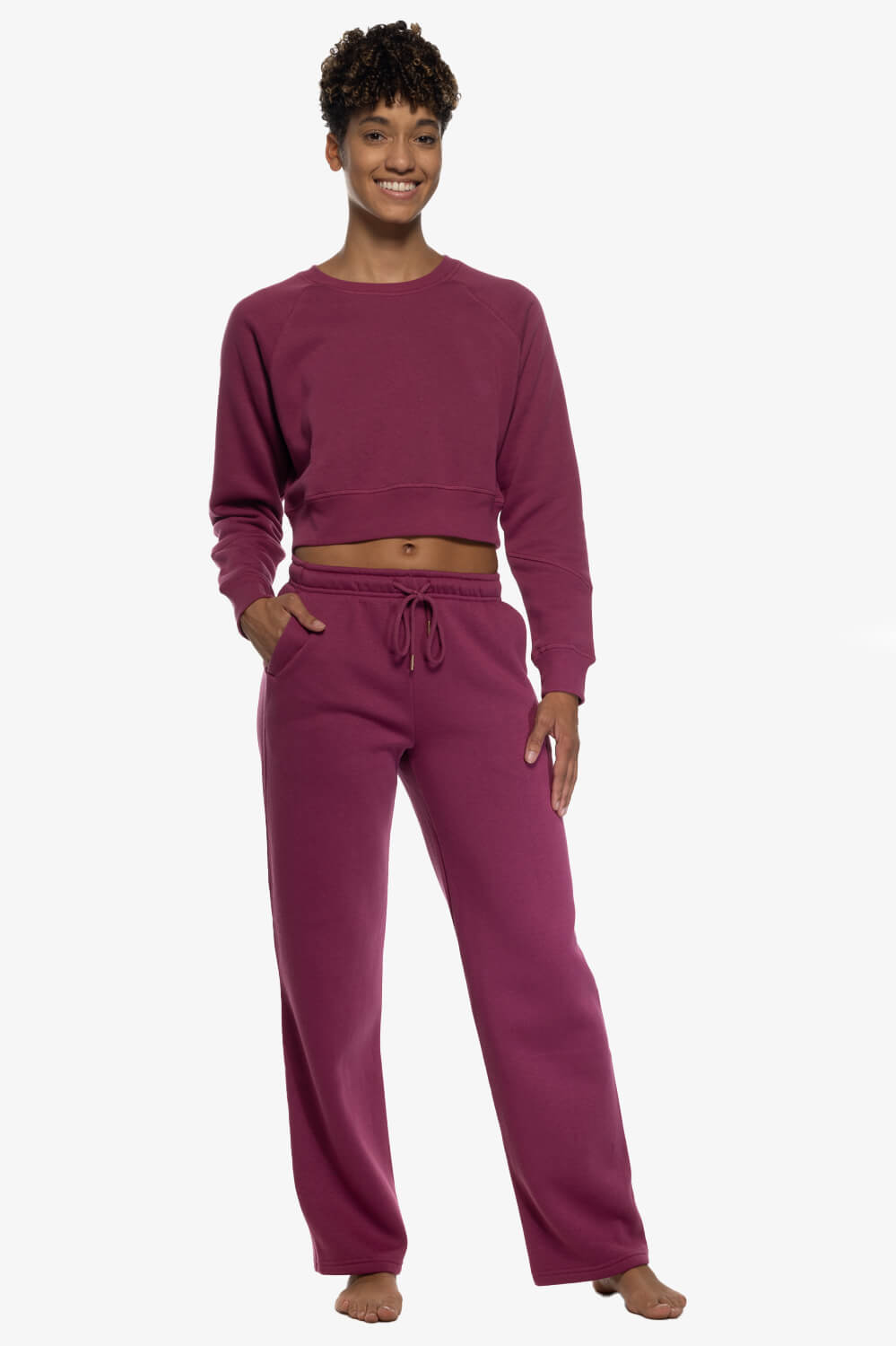  Cora Fleece Straight Leg Sweatpants - Plum