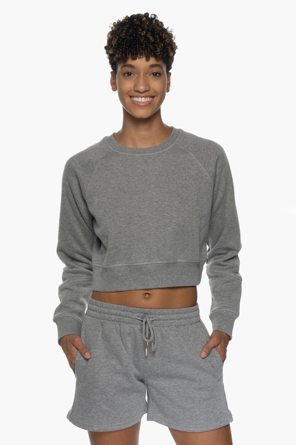  Dezi Fleece Long Short - Heather Grey