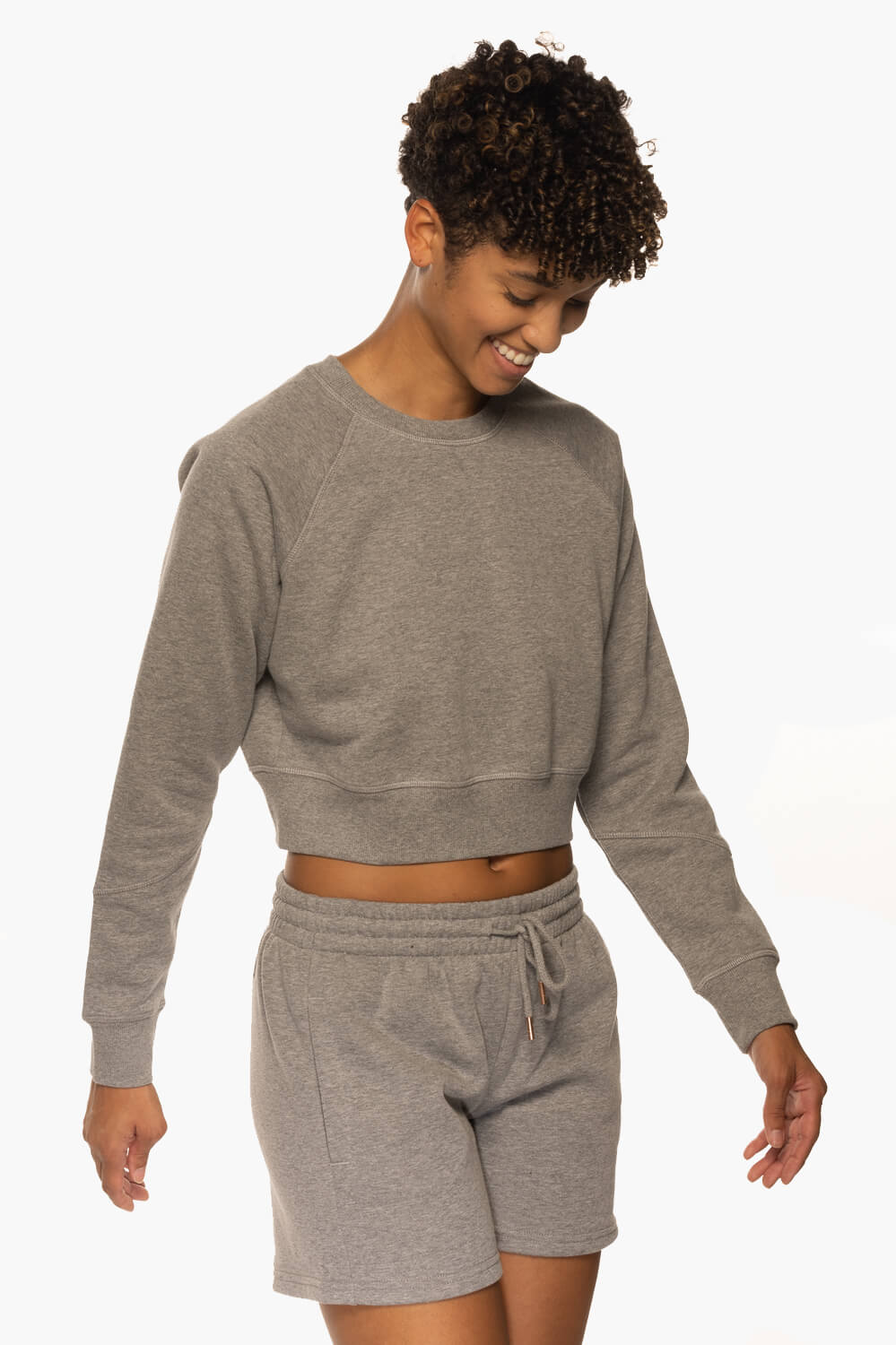  Dezi Fleece Long Short - Heather Grey