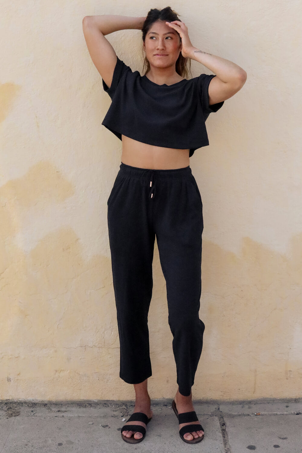  Kayla Straight Leg Terry Sweatpant - Black