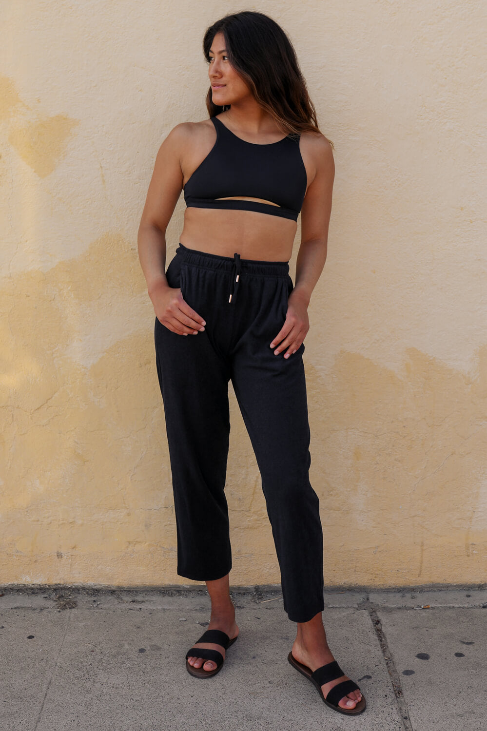  Kayla Straight Leg Terry Sweatpant - Black