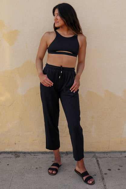 Kayla Straight Leg Terry Sweatpant - Black