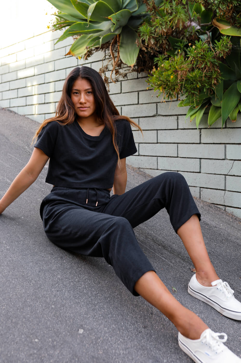  Kayla Straight Leg Terry Sweatpant - Black