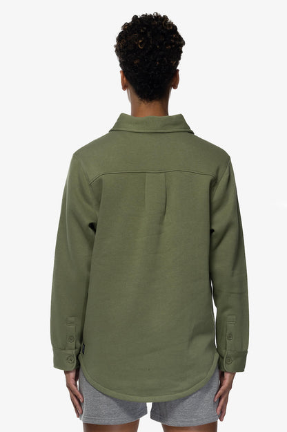  April Fleece Button Up - Moss