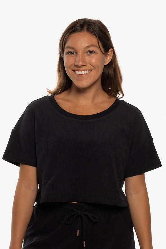  Blaire Cropped Terry Cloth Tee