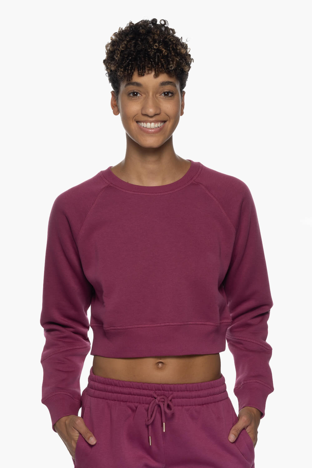  Brynn Cropped Fleece Crewneck - Plum
