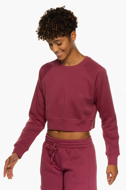  Brynn Cropped Fleece Crewneck - Plum