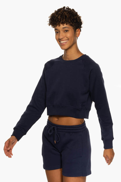  Brynn Cropped Fleece Crewneck - Shadow