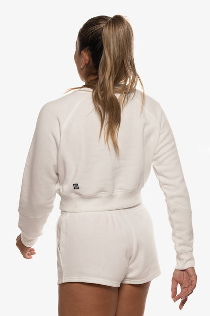  Brynn Cropped Fleece Crewneck - White