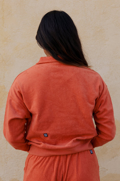  Callie Terry Cloth 1/4 Zip Pullover Sweatshirt - Riad