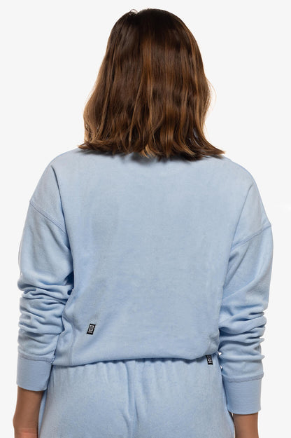  Callie Terry Cloth 1/4 Zip Pullover Sweatshirt - Sky