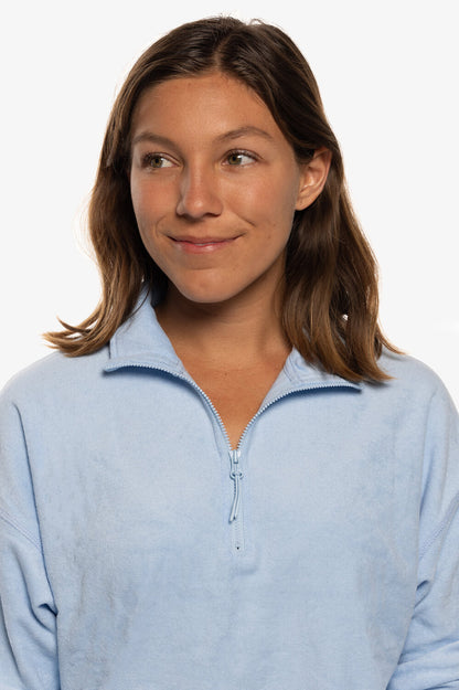  Callie Terry Cloth 1/4 Zip Pullover Sweatshirt - Sky