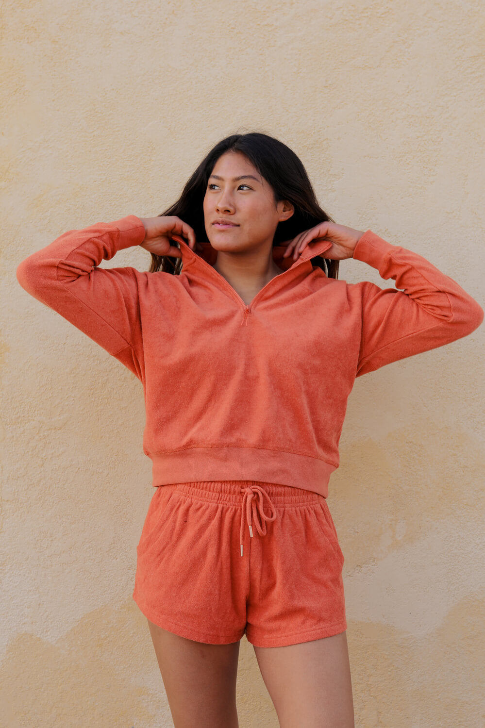  Callie Terry Cloth 1/4 Zip Pullover Sweatshirt - Riad