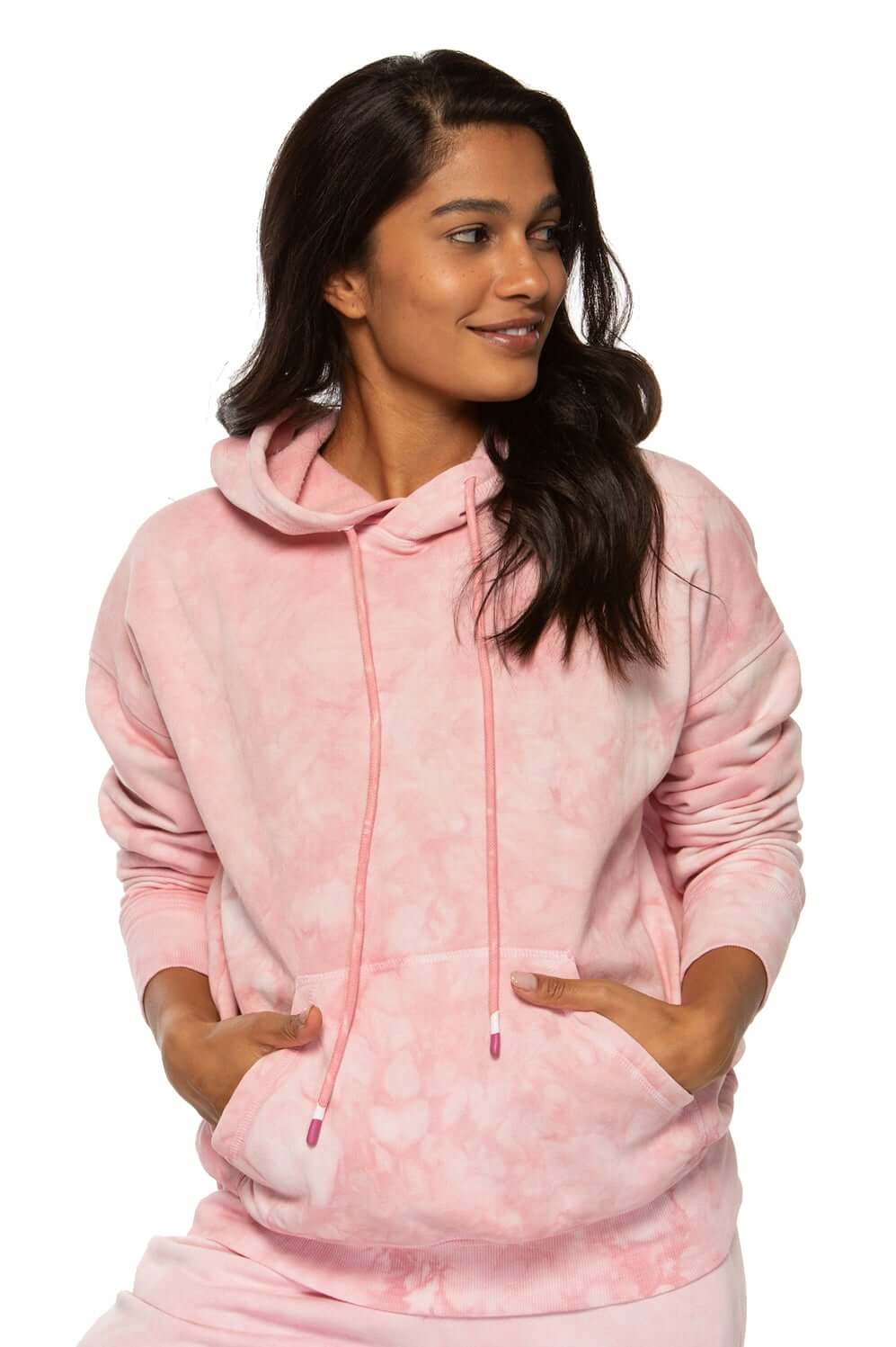  Dawn Fleece Hoodie Sweatshirt - Pink Tie Dye