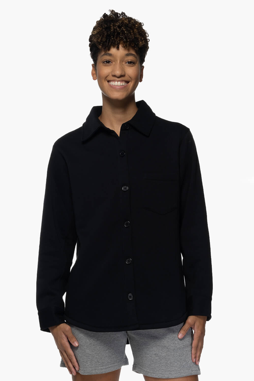  April Fleece Button Up - Black