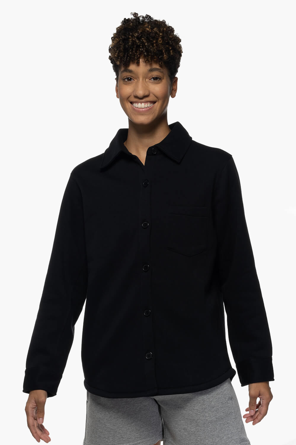  April Fleece Button Up - Black