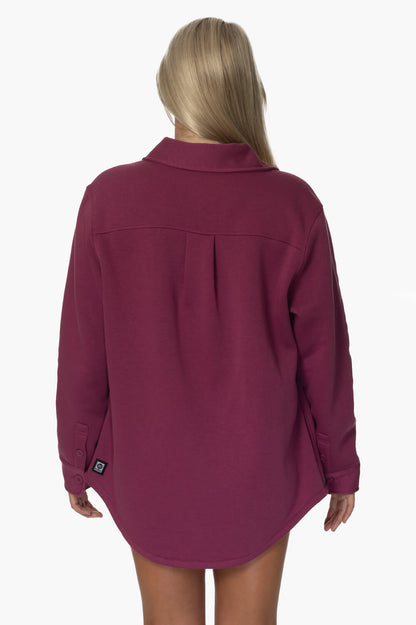  April Fleece Button Up - Plum