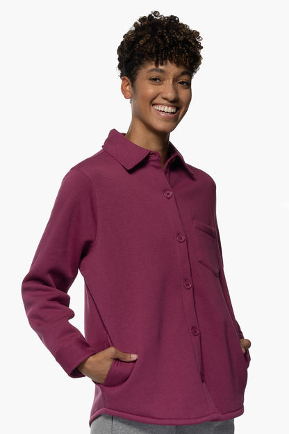  April Fleece Button Up - Plum