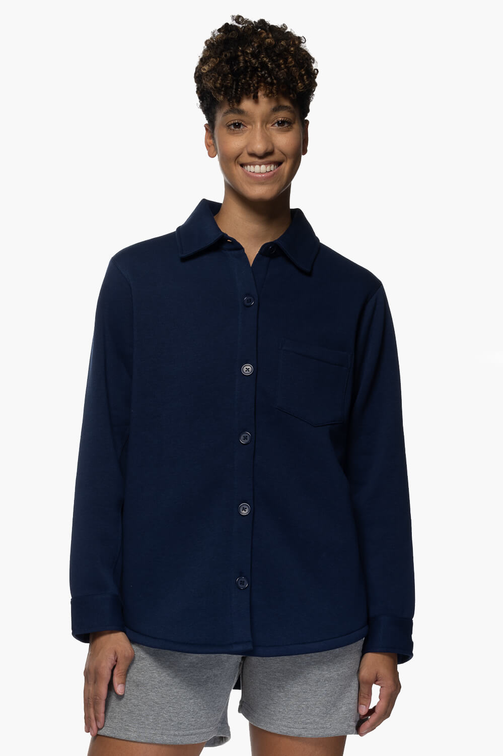  April Fleece Button Up - Shadow