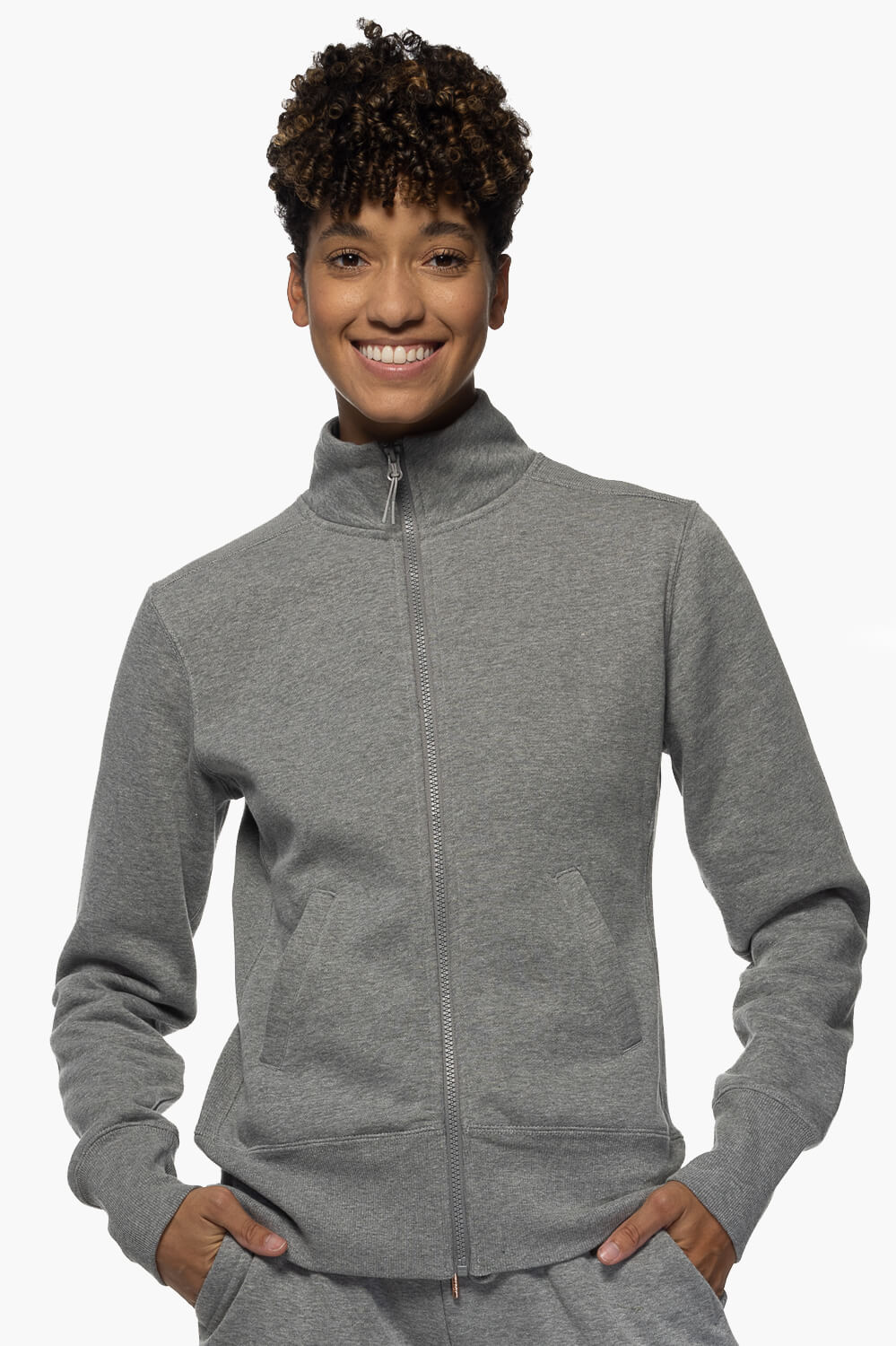  Audrey Zip Up Fleece Jacket - Heather Grey