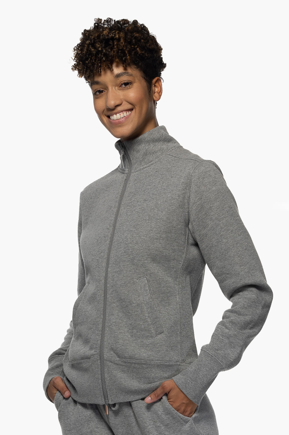  Audrey Zip Up Fleece Jacket - Heather Grey