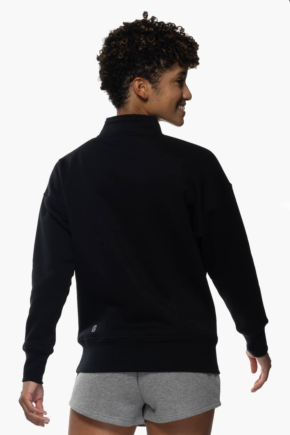  Eliza 1/4 Zip Fleece Pullover Sweatshirt - Black