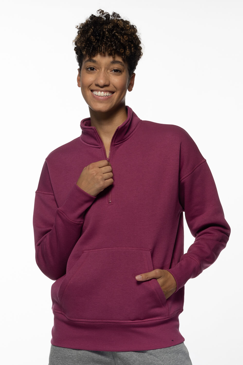  Eliza 1/4 Zip Fleece Pullover Sweatshirt - Plum