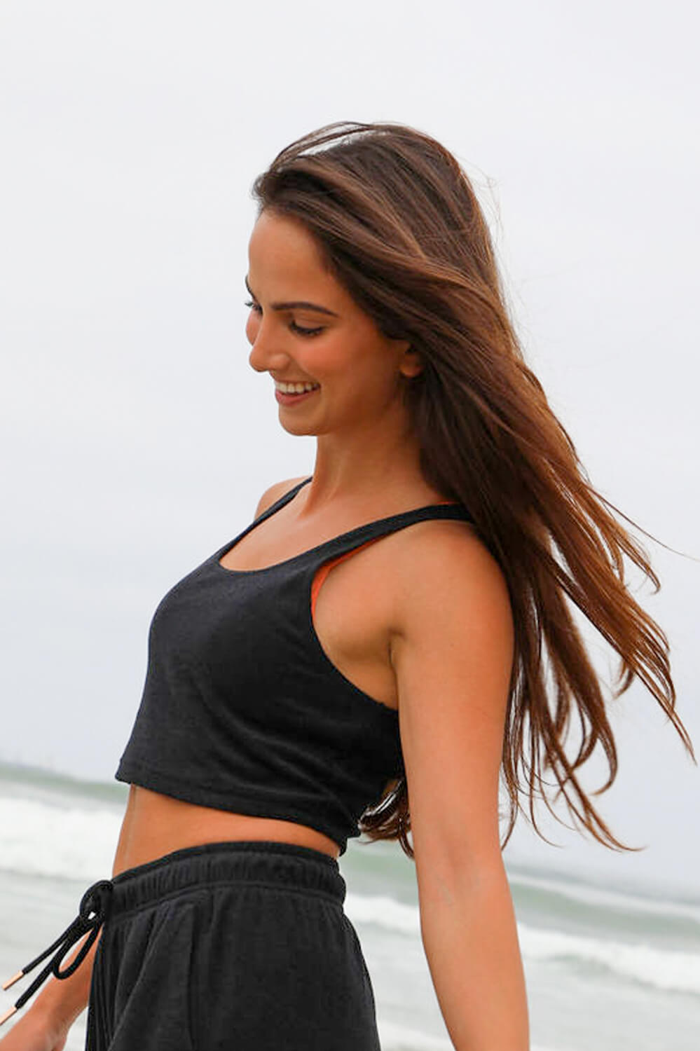  Ivy Cropped Terry Cloth Tank - Black