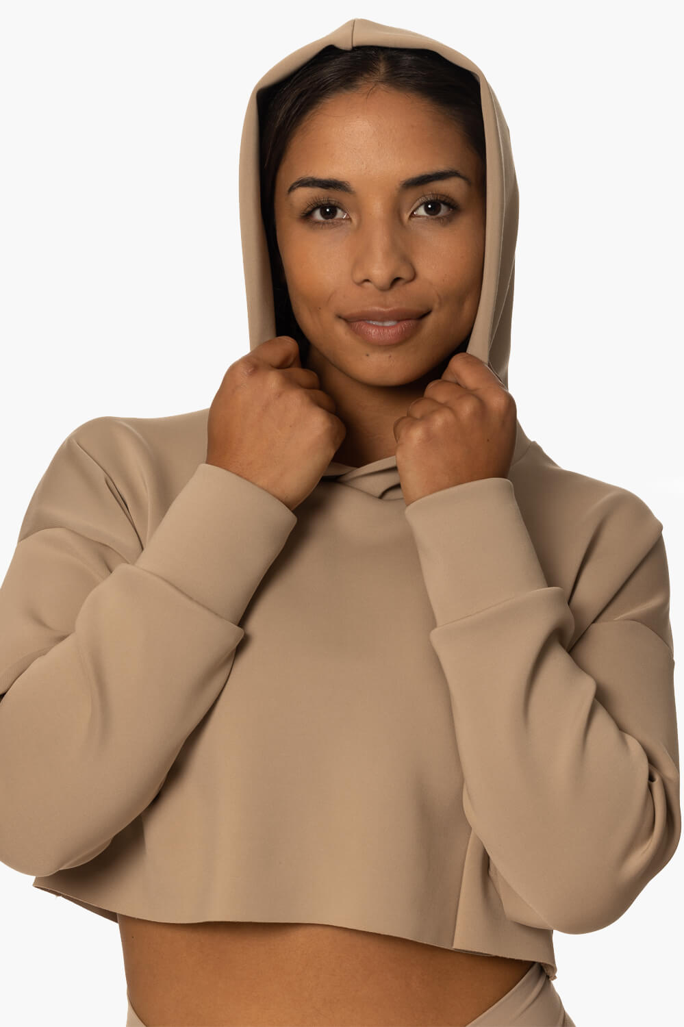  Cardiff Cropped Hoodie - Mocha