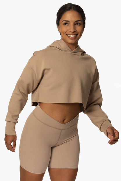  Cardiff Cropped Hoodie - Mocha