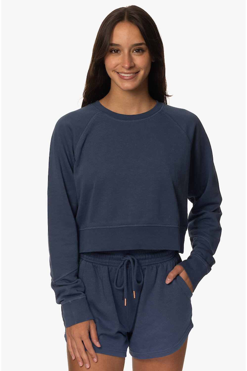  Brynn Cropped French Terry Crewneck - Laguna