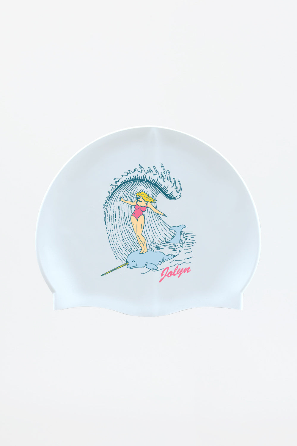  Silicone Swim Cap - Narwhal Surfer