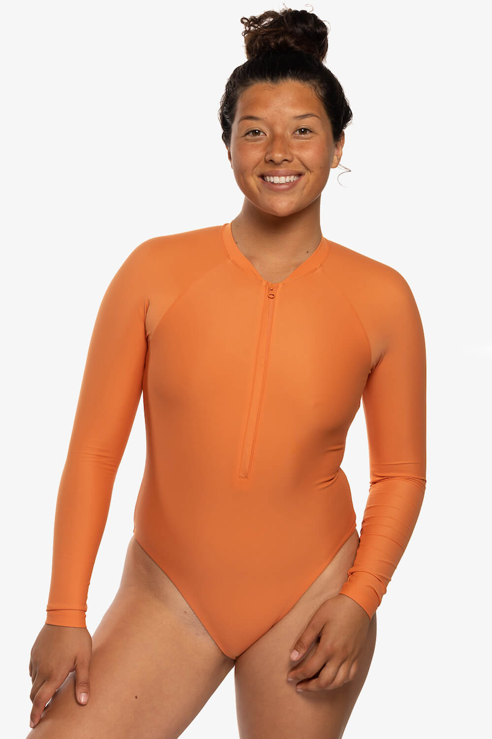  Paloma Long Sleeve Zip-Up Surf One Piece - Sahara