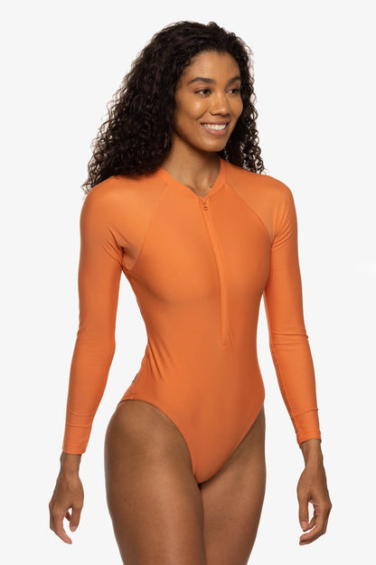  Paloma Long Sleeve Zip-Up Surf One Piece - Sahara