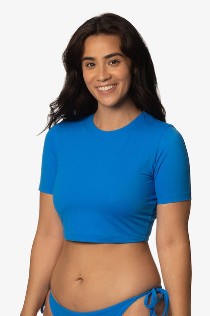  Aurora Short Sleeved Crop Rashie - Sapphire
