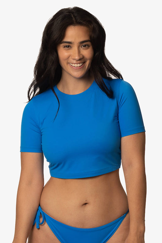  Aurora Short Sleeved Crop Rashie - Sapphire