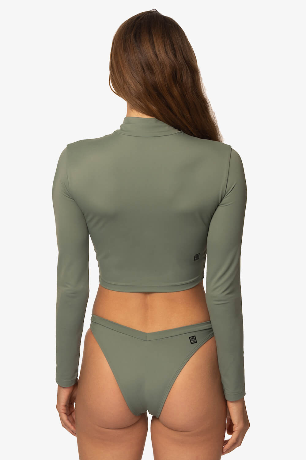  Tofino Long Sleeved Crop 1/4 Zip-up Rashie - Eucalyptus