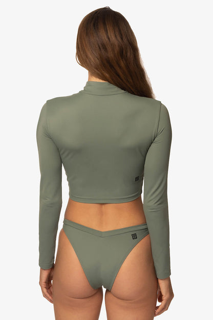  Tofino Long Sleeved Crop 1/4 Zip-up Rashie - Eucalyptus